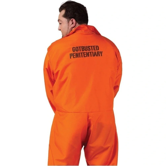 Mens One Size Orange Jumpsuit Got Busted Inmate Prison Penitentiary Halloween - Picture 2 of 8